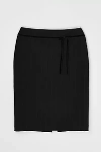 Vintage Y2k Pinstriped Midi Skirt with Velvet Tie