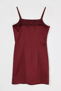 Vintage Y2k Dark Red Embroidered Mini Dress