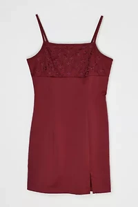Vintage Y2k Dark Red Embroidered Mini Dress