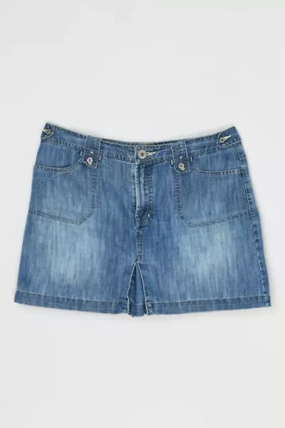 Vintage Y2k Contrast-Stitched Denim Mini Skort