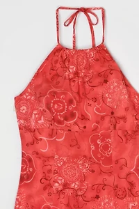 Vintage Y2k Cherry Pink Knee-Length Halter Dress