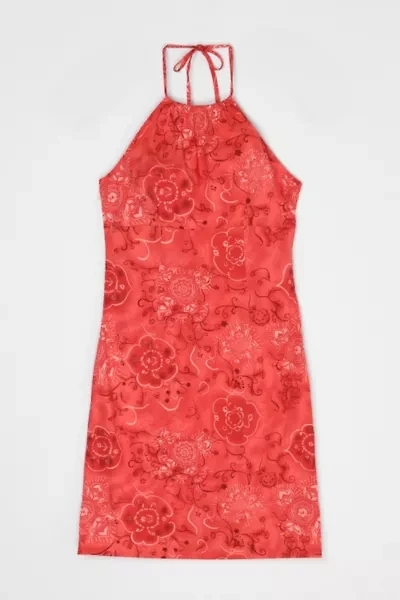 Vintage Y2k Cherry Pink Knee-Length Halter Dress