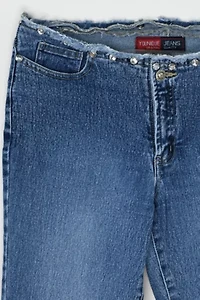 Vintage Y2k Rhinestone Studded Cutoff-Waist Jeans