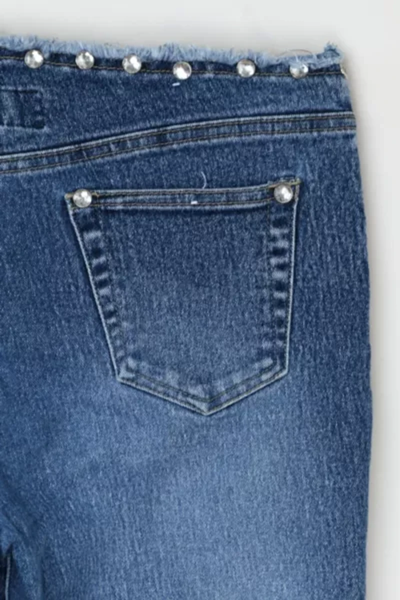 Vintage Y2k Rhinestone Studded Cutoff-Waist Jeans
