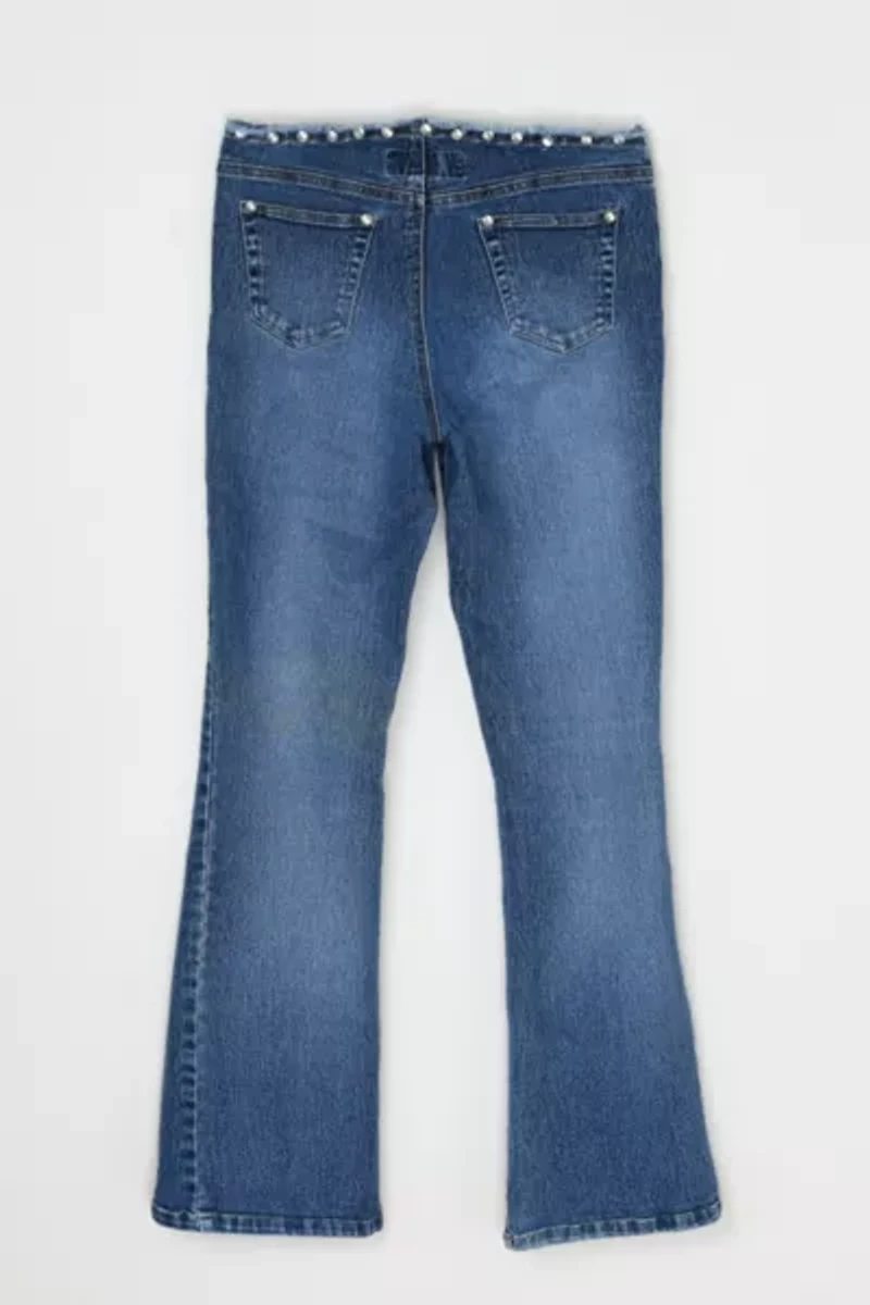 Vintage Y2k Rhinestone Studded Cutoff-Waist Jeans