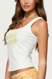 Edikted Lemon Drop Ribbed Tank Top