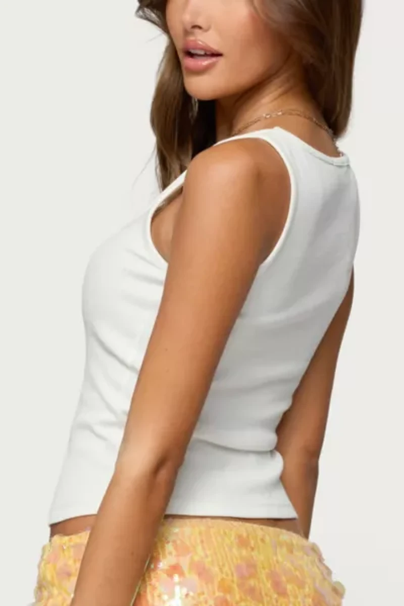 Edikted Lemon Drop Ribbed Tank Top