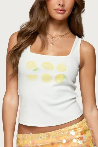 Edikted Lemon Drop Ribbed Tank Top