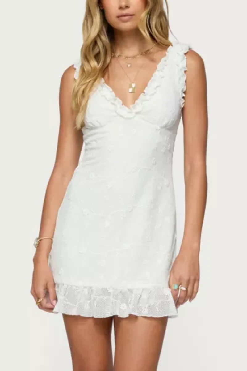 Edikted Shayla Ruffle Textured Mini Dress