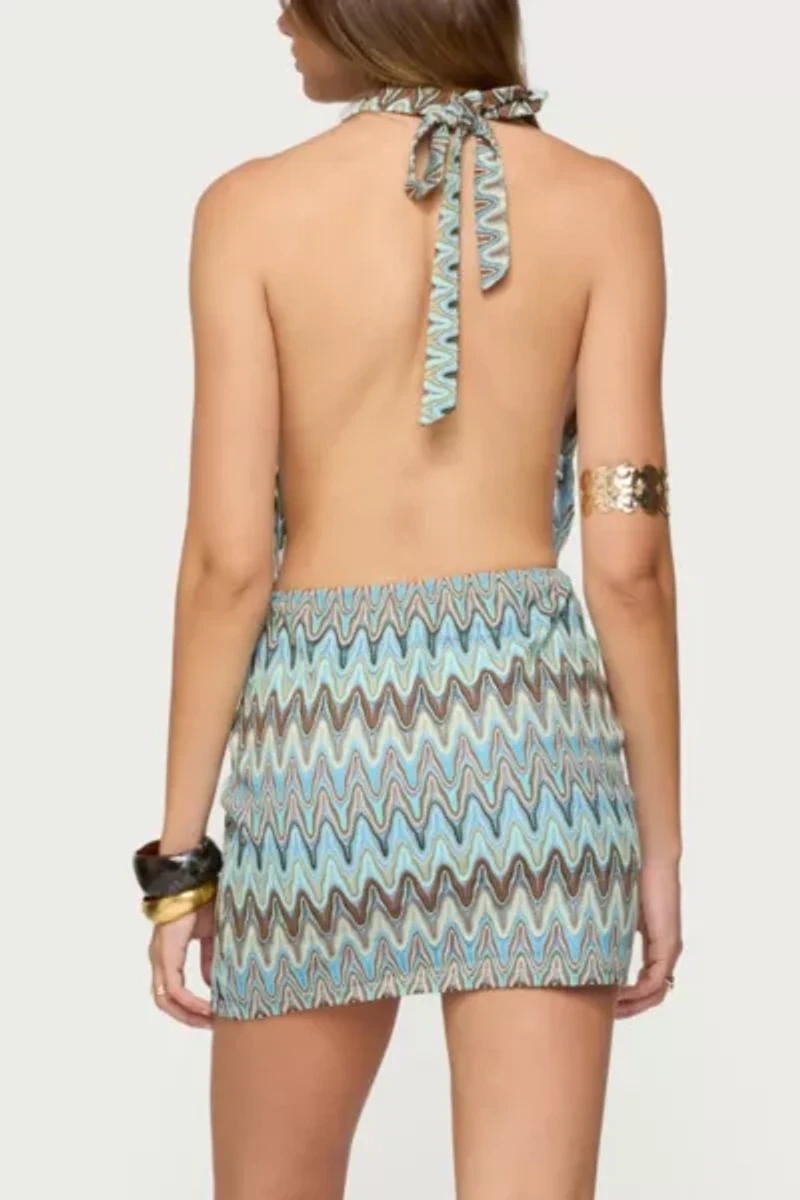Edikted Ziggy Striped Backless Knit Mini Dress