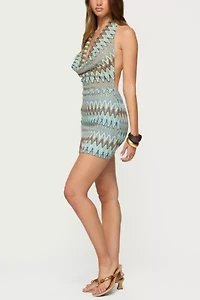 Edikted Ziggy Striped Backless Knit Mini Dress