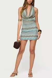 Edikted Ziggy Striped Backless Knit Mini Dress