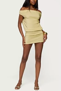 Edikted Eris Metallic Off Shoulder Mini Dress