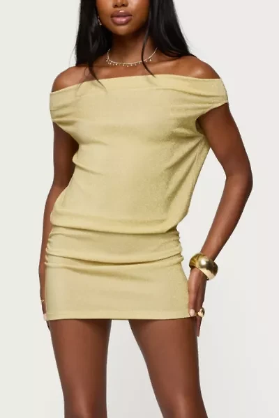 Edikted Eris Metallic Off Shoulder Mini Dress