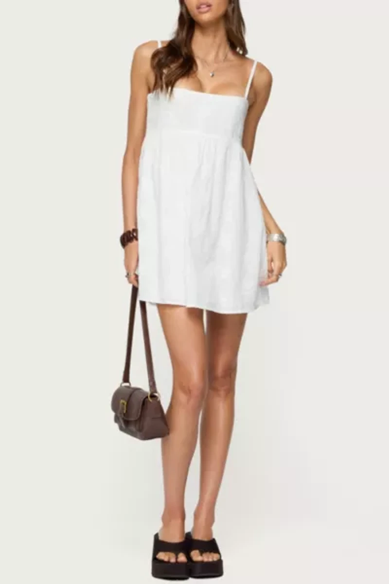 Edikted Winifred Eyelet Babydoll Mini Dress