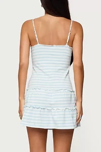 Edikted Tiered Ruffle Striped Mini Dress