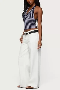 Edikted Striped Cowl Neck Halter Top