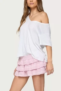 Edikted Margaux Textured Ruffle Mini Skort