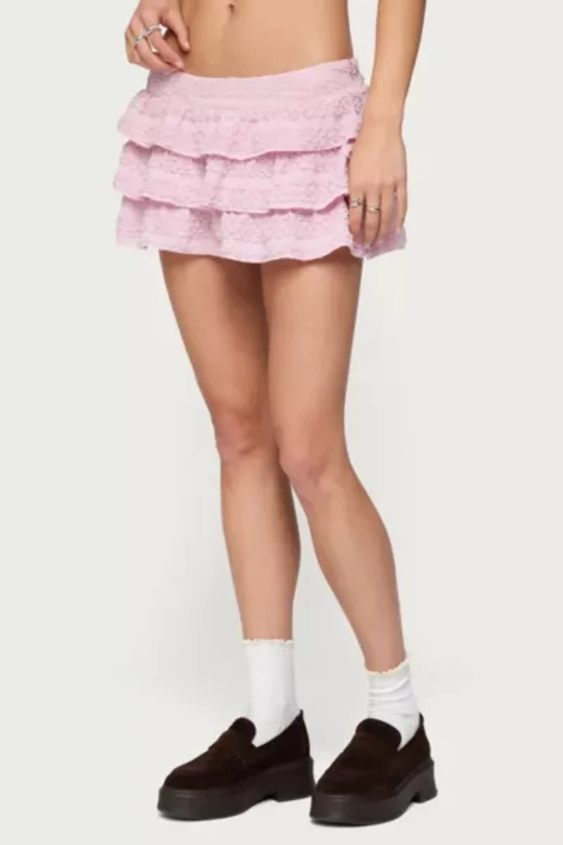 Edikted Margaux Textured Ruffle Mini Skort