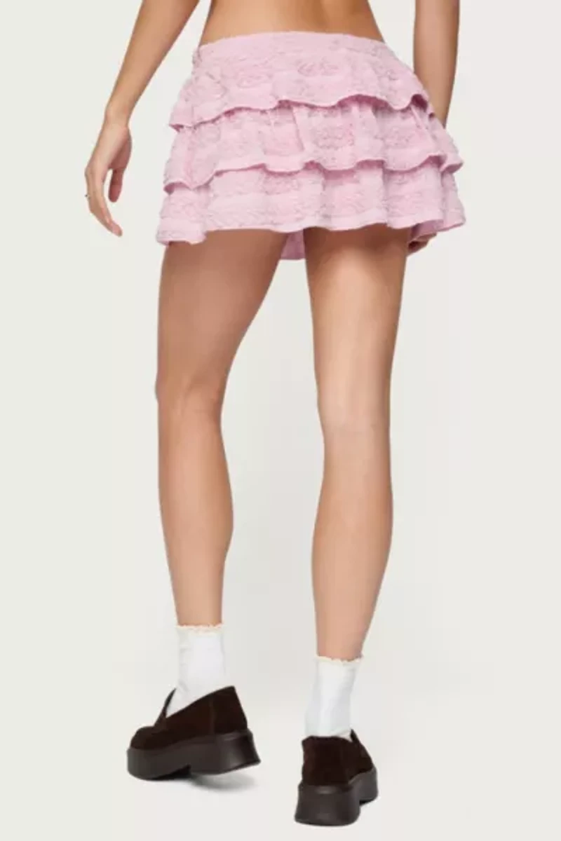 Edikted Margaux Textured Ruffle Mini Skort