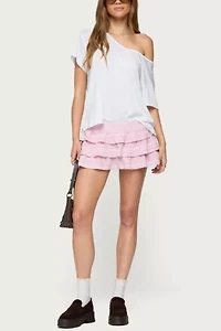 Edikted Margaux Textured Ruffle Mini Skort