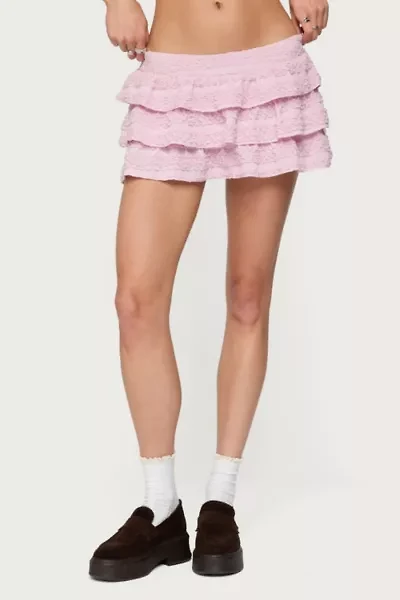 Edikted Margaux Textured Ruffle Mini Skort