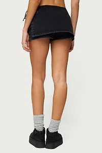 Edikted Giselle Wrap Denim Mini Skort
