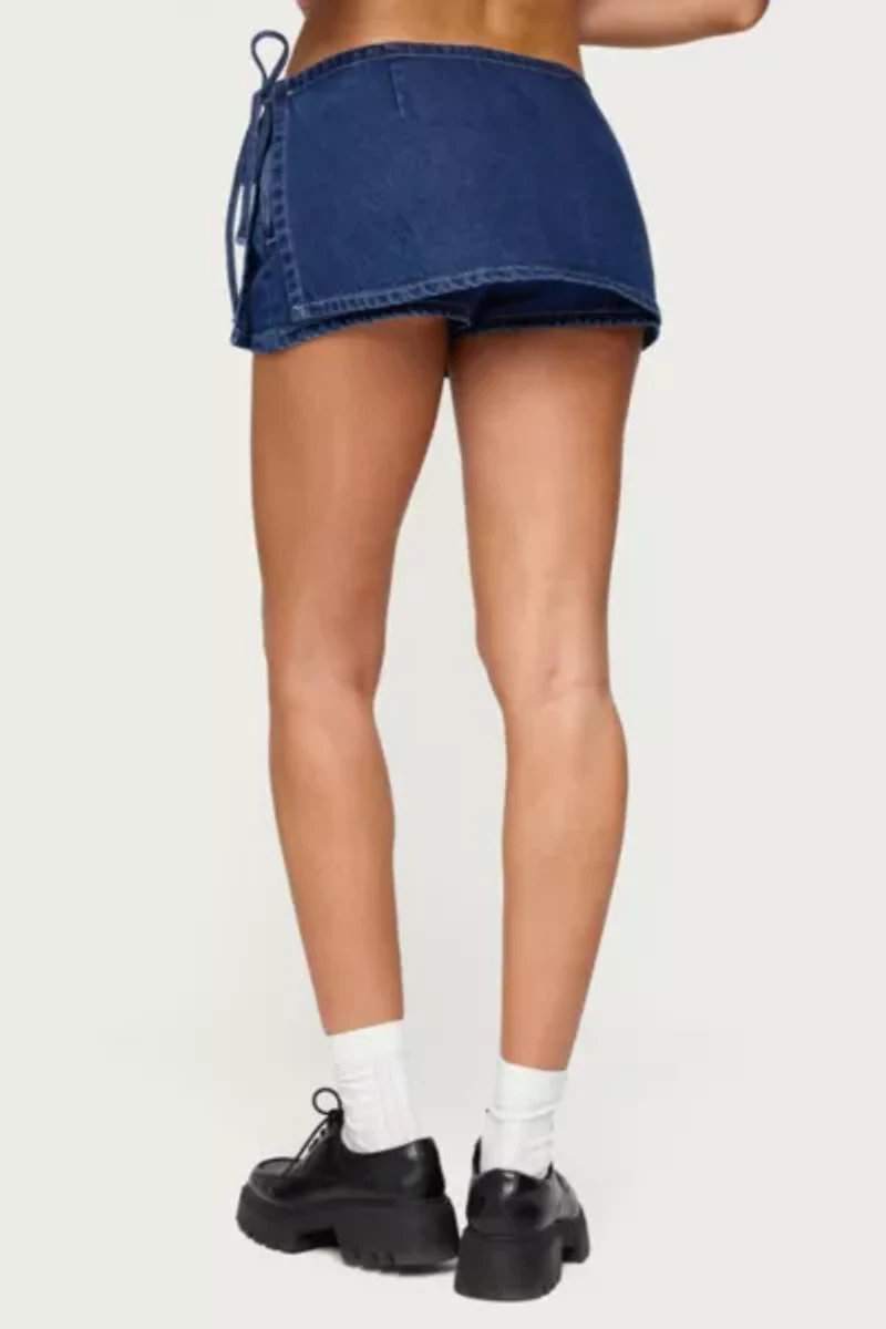 Edikted Giselle Wrap Denim Mini Skort
