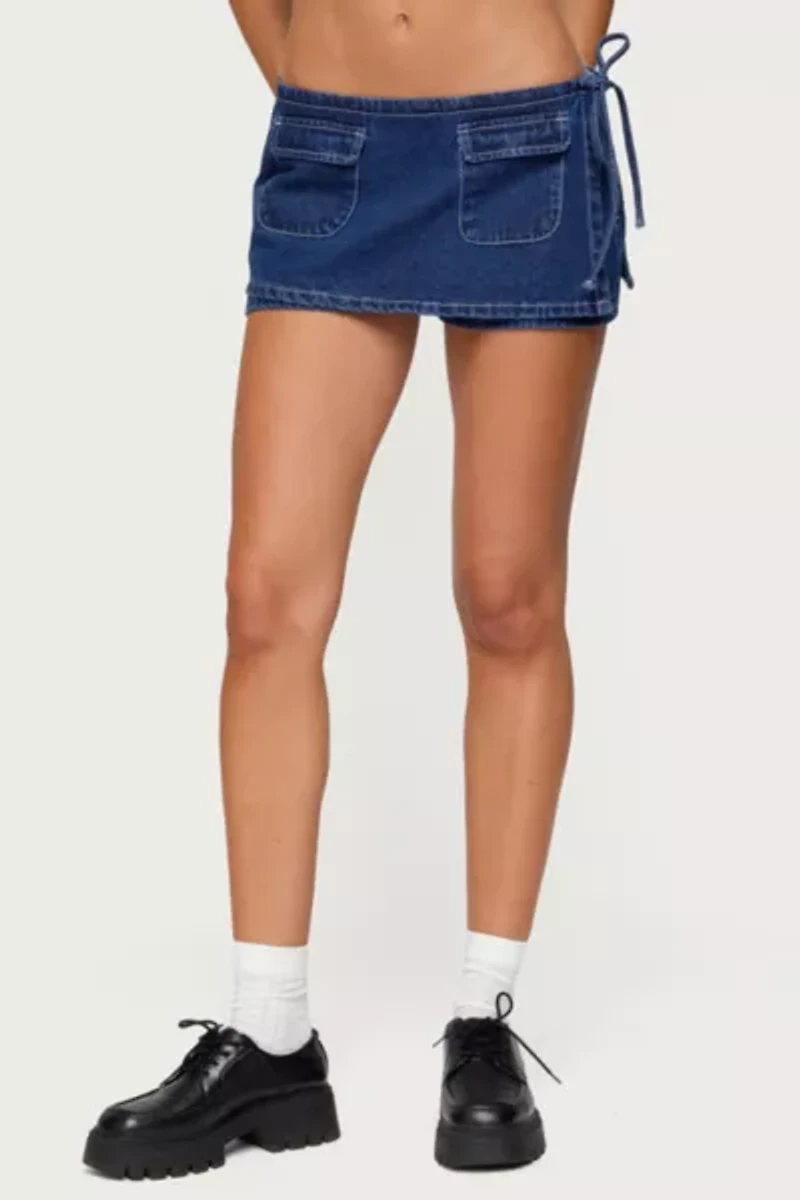 Edikted Giselle Wrap Denim Mini Skort