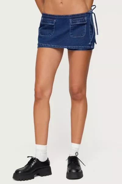 Edikted Giselle Wrap Denim Mini Skort