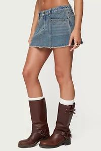 Edikted Keiko Studded Denim Mini Skirt