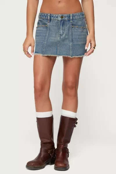 Edikted Keiko Studded Denim Mini Skirt