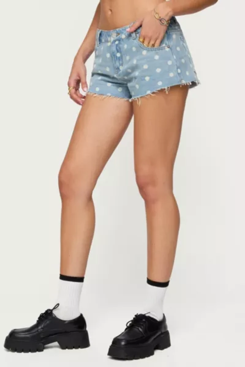 Edikted Josie Polka Dot Denim Shorts