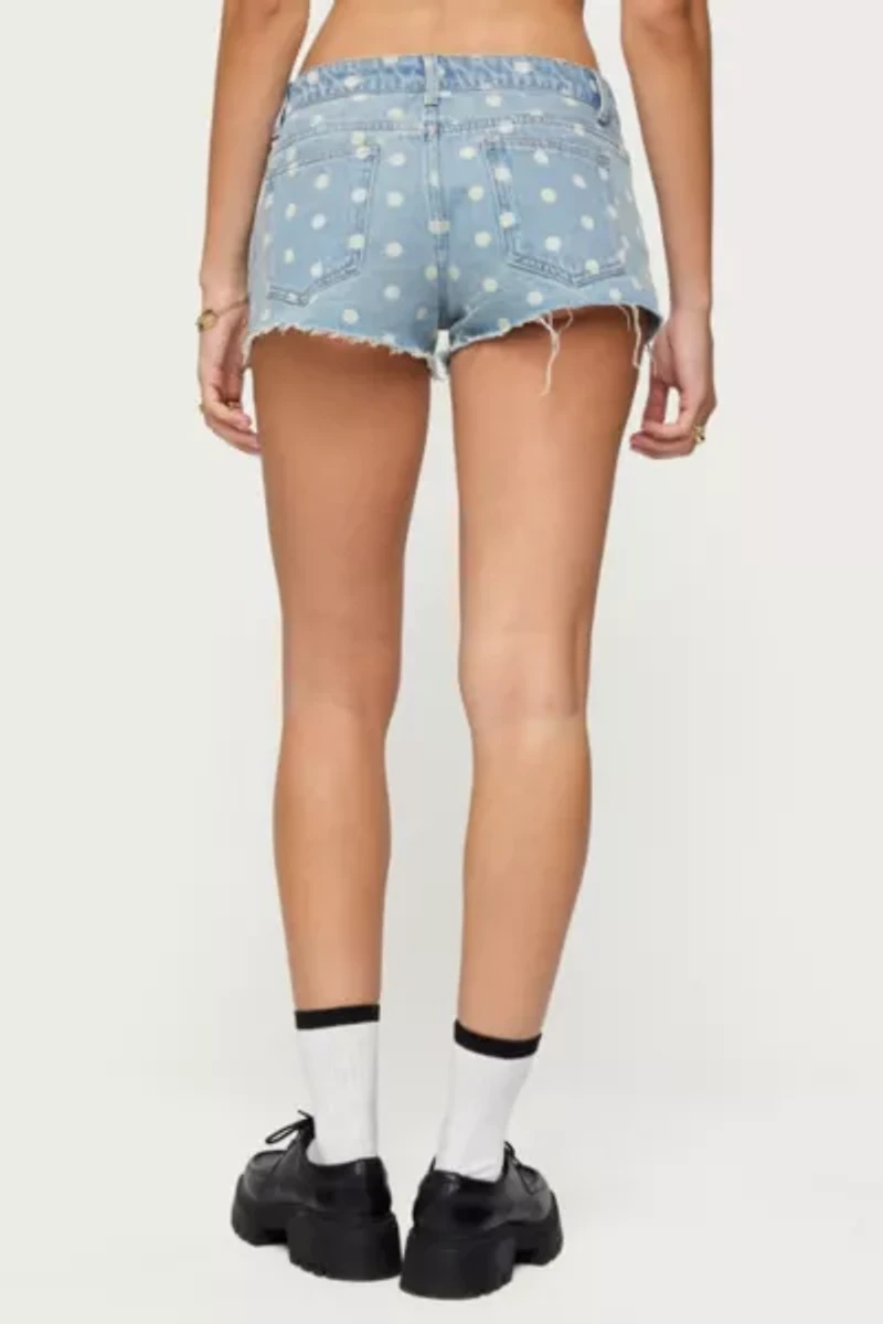 Edikted Josie Polka Dot Denim Shorts