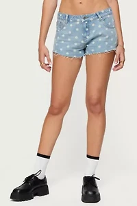 Edikted Josie Polka Dot Denim Shorts