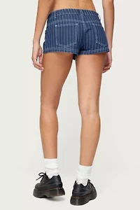 Edikted Hanson Pinstripe Denim Shorts