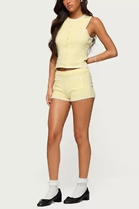 Edikted Leila Scalloped Knit Shorts