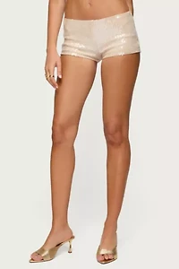 Edikted Roxey Sequin Micro Shorts