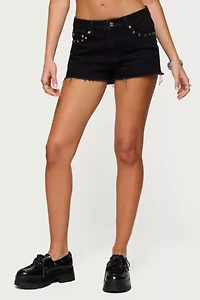 Edikted Ashten Studded Denim Shorts