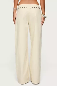 Edikted Grommet Tie Waist Low Rise Jeans