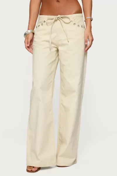 Edikted Grommet Tie Waist Low Rise Jeans