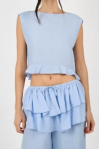 WeWoreWhat Boat Neck Ruffle Top