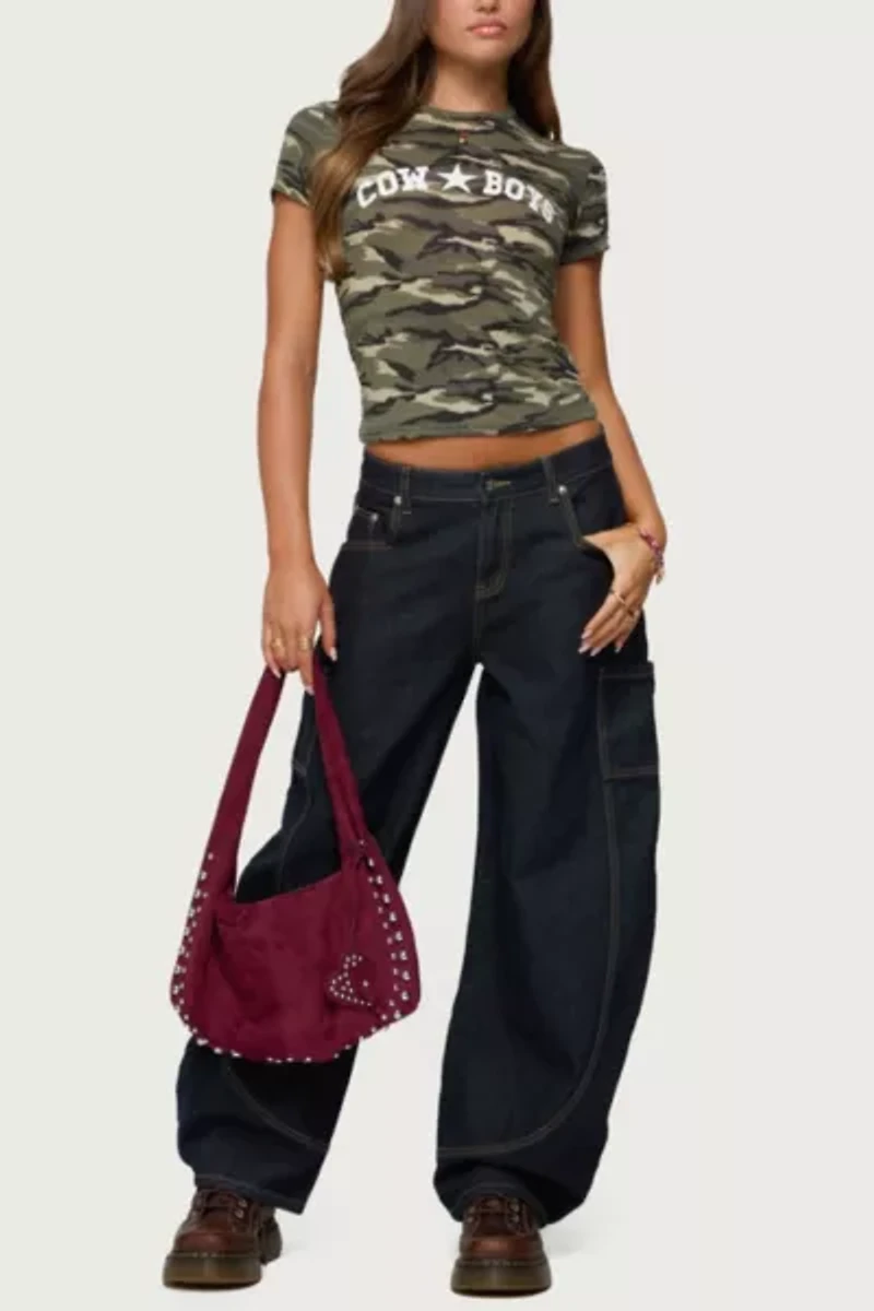 Edikted Aden Contrast Stitch Barrel Jeans
