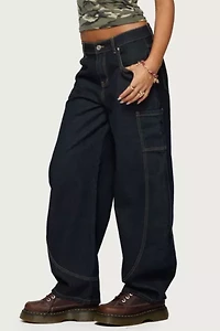 Edikted Aden Contrast Stitch Barrel Jeans