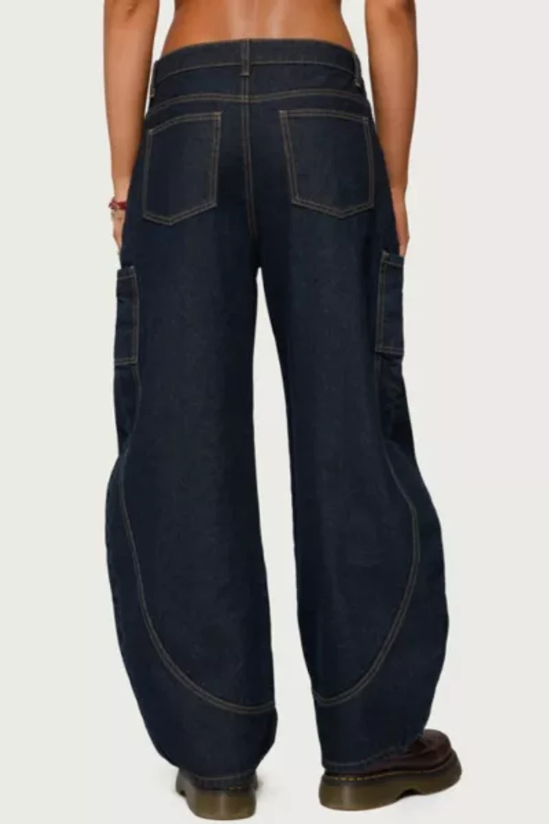 Edikted Aden Contrast Stitch Barrel Jeans