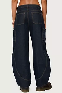 Edikted Aden Contrast Stitch Barrel Jeans