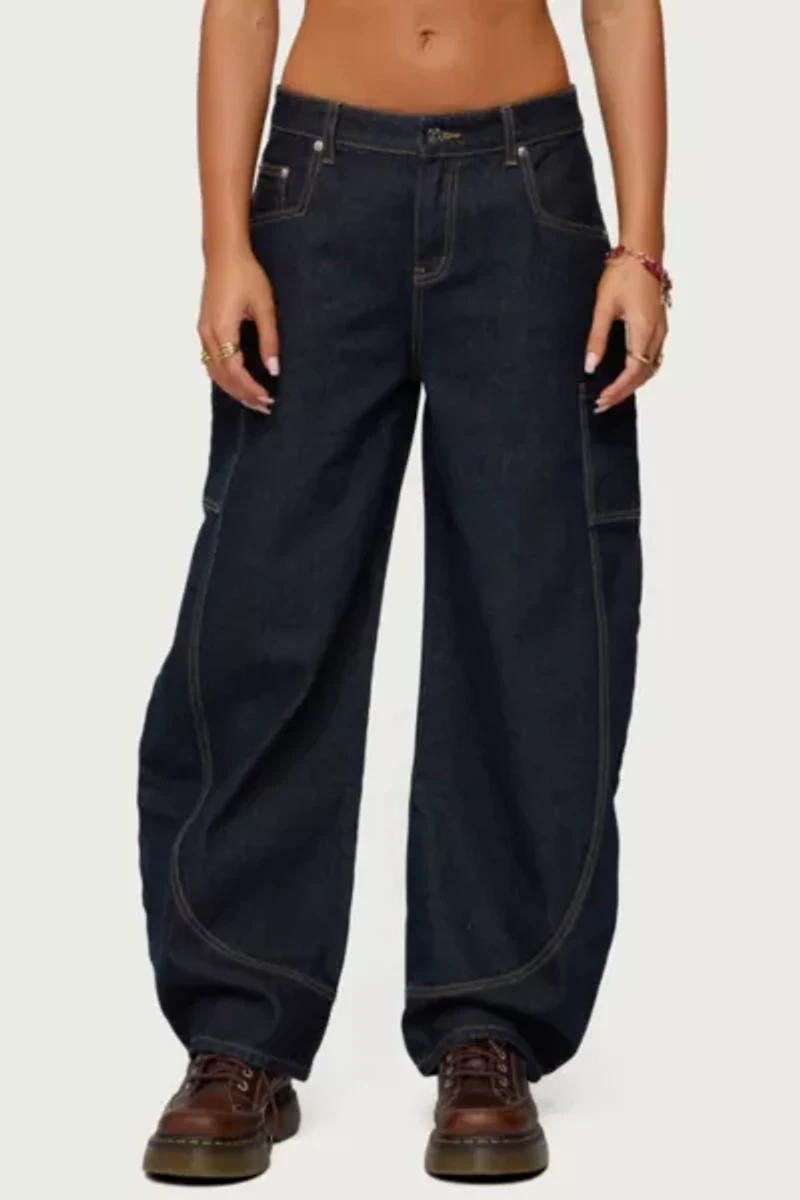Edikted Aden Contrast Stitch Barrel Jeans