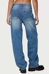 Edikted Rorie Mid Rise Straight Leg Jeans