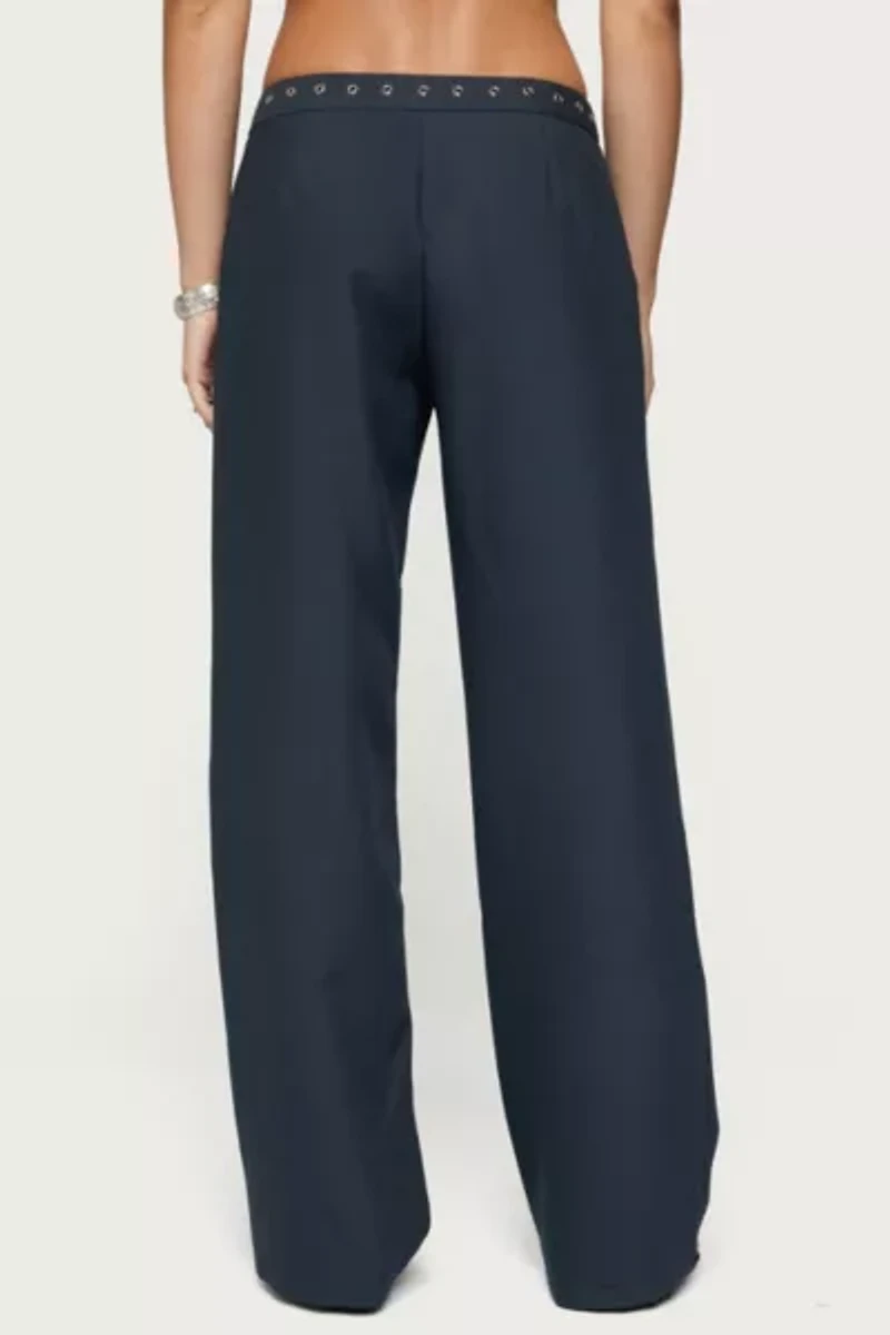 Edikted Ayve Eyelet Waist Straight Leg Pants