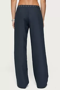 Edikted Ayve Eyelet Waist Straight Leg Pants
